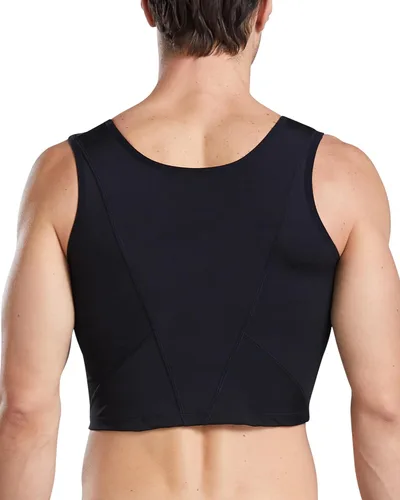 Vista 2 de Chaleco de compresión para hombre, fajas de entrenamiento para hombre, soporte de espalda, ginecomastia Negro