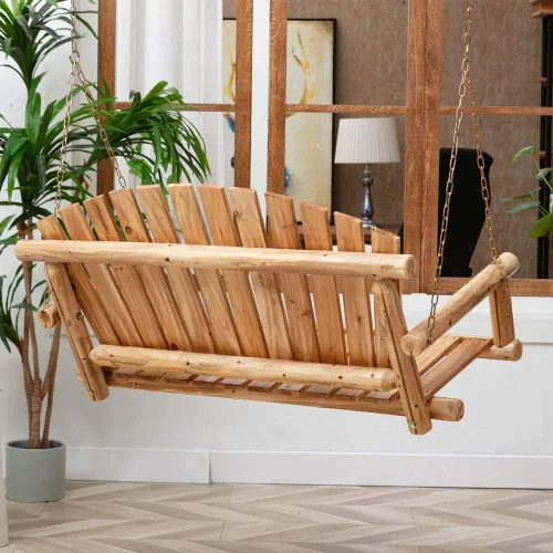 Vista 3 de Anraja Juego de columpios para exteriores, columpios de madera para adultos, asiento de porche colgante para patio trasero, patio, parque infantil