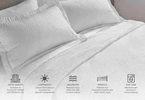 Vista 3 de Courtyard by Marriott Funda de almohada texturizada, 1 funda de almohada decorativa con textura ondulada activada por lavado exclusivamente
