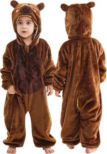 Vista 26 de Disfraz infantil de Halloween para cosplay, traje de animal con capucha para niños Mono