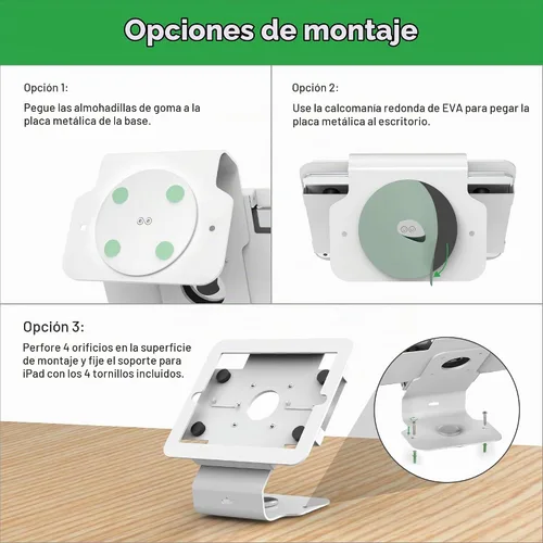 Vista 6 de Kiosk POS - Soporte para tablet compatible con iPad Air 1, Air 2, Pro 9.7, 5ª, 6ª, soporte para tableta de escritorio de negocios con base giratoria