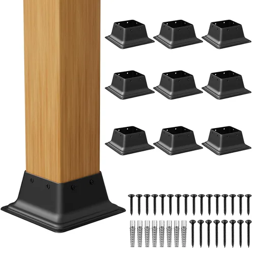 Vista 13 de SPACEEUP Base de poste de 4 x 4, tamaño interno de 3.6 x 3.6 pulgadas, soporte de poste de acero resistente, apto para anclaje de poste de madera