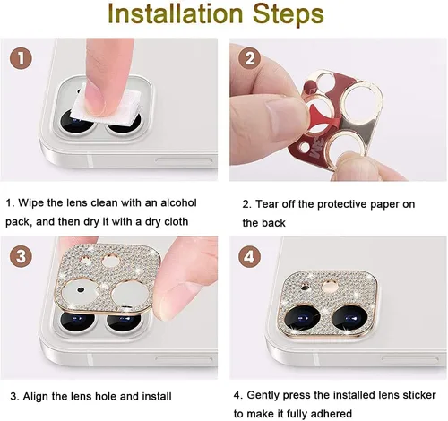 Vista 6 de Paquete de 2 protectores de lente de cámara compatibles con iPhone 16/16Plus, protector de lente de cámara con purpurina 3D
