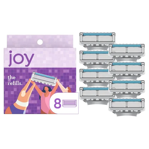 Vista 8 de joy Maquinillas de afeitar para mujer, 1 mango, 4 recambios de cuchillas de afeitar, lavanda, Lubrastrip para ayudar a evitar la irritación