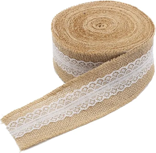 Vista 9 de DECORA 10 yardas de cinta de arpillera natural con lazo para moño, 2 pulgadas de ancho 1.5 in