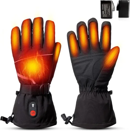 Vista 10 de Guantes calefactables eléctricos recargables – Guantes térmicos con batería de 7.4 V para hombres y mujeres, motocicleta, ciclismo, equitación