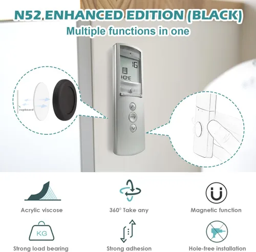 Vista 2 de WALLFID Paquete de 5 soportes magnéticos N52 para control remoto de montaje en pared, sin agujeros, organizador de carga de teléfono, contenedores