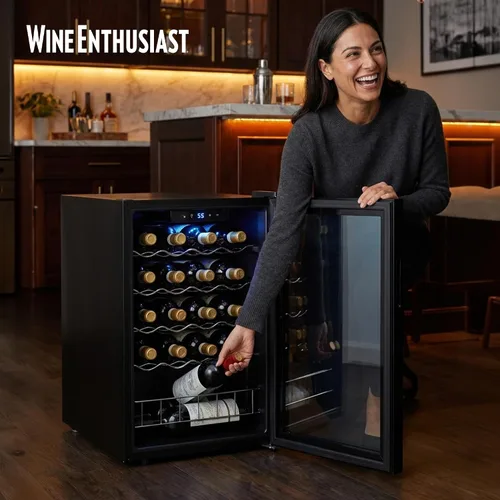 Vista 9 de Wine Enthusiast Refrigerador de vino con compresor de 20 botellas, 1.8 pies cúbicos para el hogar y la cocina, refrigeración de bajo consumo
