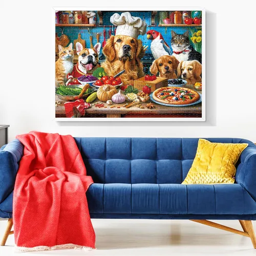 Vista 6 de Rompecabezas de 500 piezas para adultos, divertidos rompecabezas de animales de cachorros, rompecabezas de cocina de alimentos, rompecabezas Perros