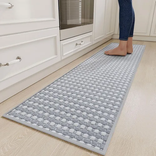 Vista 27 de YDKGL Alfombras de cocina antideslizantes y lavables, color negro, 17 x 30