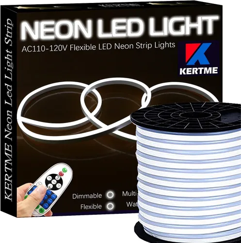 Vista 16 de Tira de luces LED de neón tipo AC 110-120V, tira de luz de neón LED flexible/impermeable/regulable/multimodos + control remoto de 23 teclas