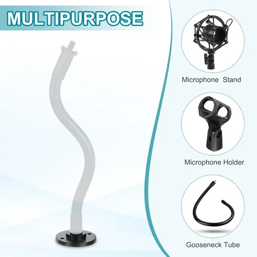 Vista 4 de PATIKIL Soporte de brida de micrófono de rosca hembra de 3/8 "-16, base de montaje de mesa de cuello de cisne de escritorio con tornillo de cabeza