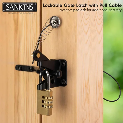 Vista 7 de Pestillo de puerta de bloqueo automático para valla de madera con tirador de cable de resorte, 1 unidad Automatic vinyl gate latch, post mount