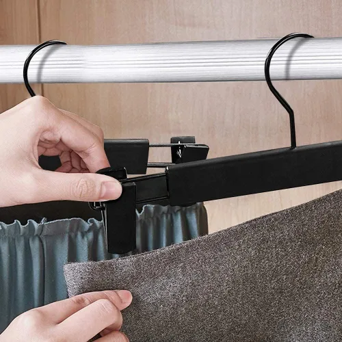 Vista 3 de Perchas para faldas, perchas para pantalones con clips, ganchos giratorios de 360° que ahorran espacio para pantalones, faldas, ropa, jeans