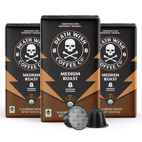 Vista 11 de Death Wish Coffee Cápsulas de tostado oscuro para máquinas originales Nespresso Organic & Fair Trade Arabica & Robusta, Baker's Chocolate & Cherry