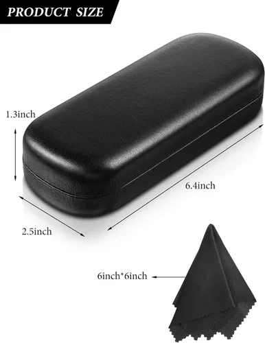 Vista 3 de Estuche rígido para lentes, 3 piezas, color negro, portátil, para gafas, tamaño de bolsillo, para hombres, mujeres y estudiantes, como se muestra