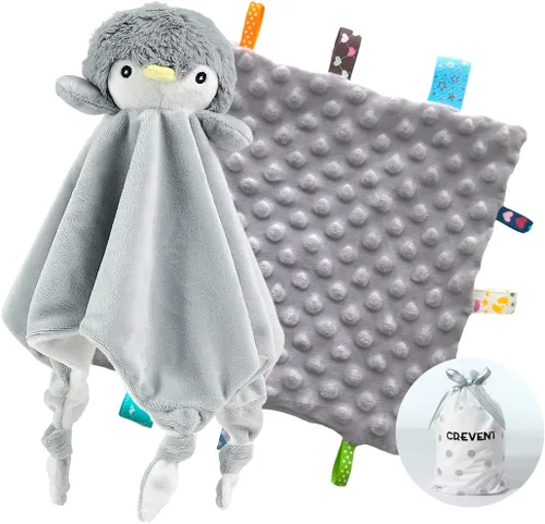Vista 34 de CREVENT Manta de seguridad facial de animales de felpa suave para niños y niñas, gran regalo para cumpleaños, baby shower (perro azul + etiqueta)