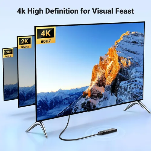 Vista 3 de UGREEN Cable de extensión HDMI 4K, extensor HDMI de 1.5 pies macho a hembra, cable adaptador compatible con Roku TV Stick PS5 PS4 Xbox Laptop PC