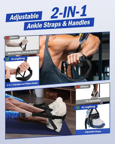 Vista 6 de Upgraded Pilates Bar Kit with Resistance Bands Natural Latex for Women & Men, Heavy-Duty Stainless Steel Multifunctional Yoga Pilates Stick for Home
