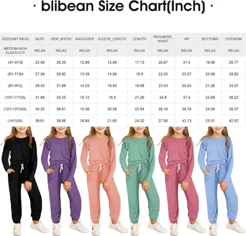 Vista 6 de blibean Conjuntos de ropa de otoño para niñas con estilo, tallas 4-13 años
