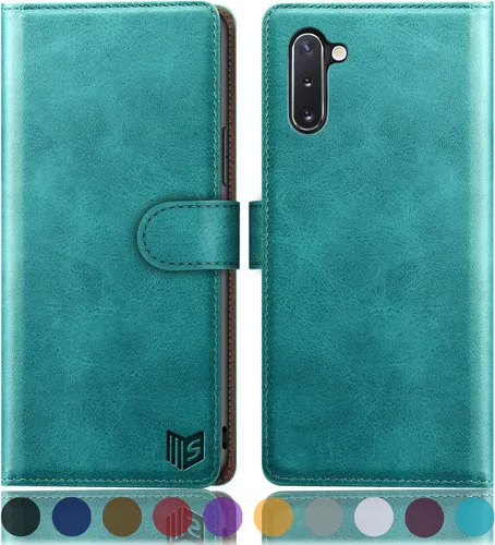 Vista 7 de SUANPOT Funda de piel tipo cartera para Samsung Galaxy Note 10 de 6.3 pulgadas con bloqueo RFID, soporte para tarjetas de crédito, libro de folio