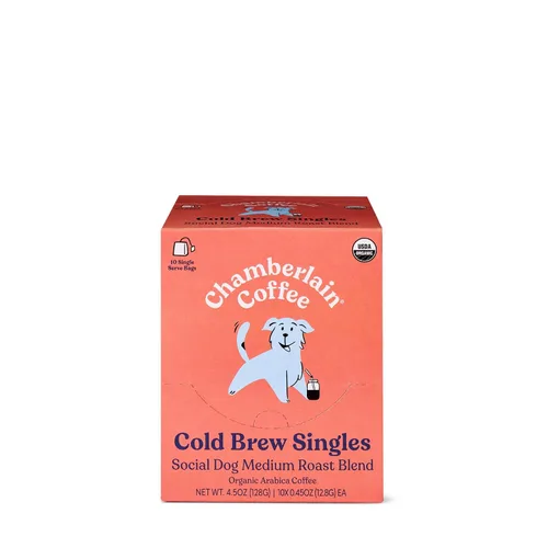Vista 2 de Chamberlain Coffee Mezcla de tostado medio Cold Brew Singles – USDA Organic, 10 porciones individuales con diferentes sabores – Café arábica – Sabor