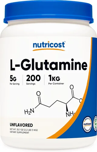 Vista 8 de Nutricost - L-glutamina en polvo, 17.6 onzas (sabor frambuesa azul)