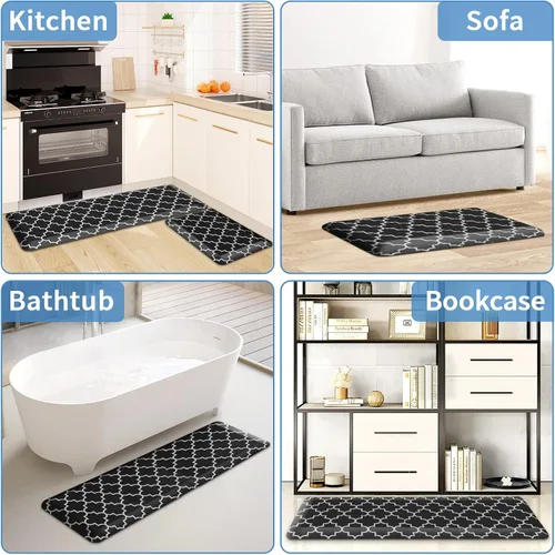 Vista 7 de Alfombras de cocina de 4/5 pulgadas de grosor, 2 tapetes de cocina, antifatiga, impermeables, resistentes de PVC, ergonómico, espuma de pie cómoda