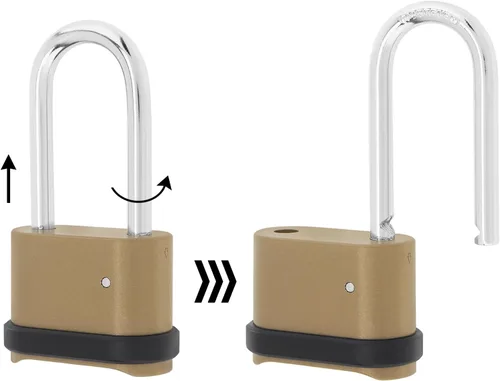 Vista 3 de Candado de combinación de 4 dígitos, candado de combinación resistente con grillete de 2.5 pulgadas de largo, candado impermeable al aire libre