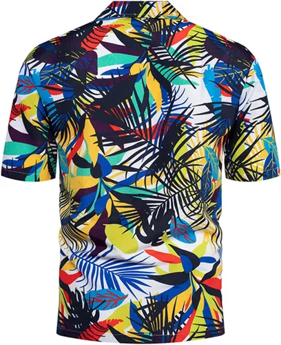 Vista 4 de Chaos World Camisas hawaianas para hombre con estampado casual de manga corta con botones
