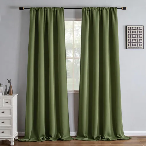 Vista 27 de IGEMAEVE Cortinas opacas para dormitorio, color beige, 52 pulgadas de ancho