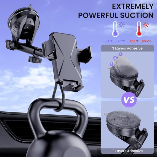 Vista 6 de Soporte para teléfono con ventilación de coche manos libres: montaje ajustable de 360° para una fácil navegación y llamadas, ajuste universal