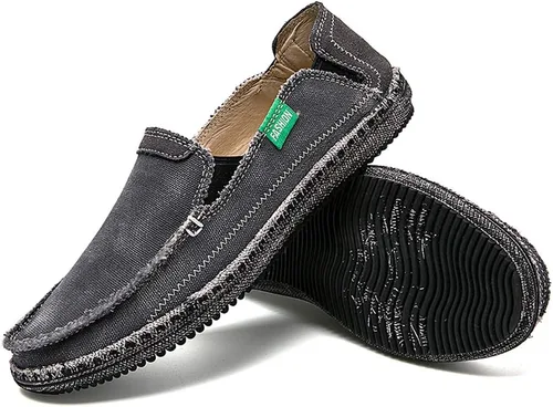 Vista 5 de CASMAG Zapatos de tela para hombre, estilo casual, zapatos de lona antideslizantes para ocio, estilo vintage, zapatos náuticos planos
