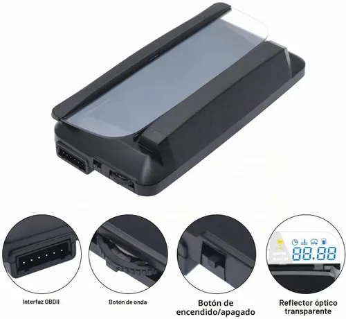 Vista 5 de KAOLALI Pantalla de Visualización de Cabeza para Coche HUD Velocímetro Odómetro OBD2 HD 3D Reflejo Pantalla Multifunción Alarma de Exceso
