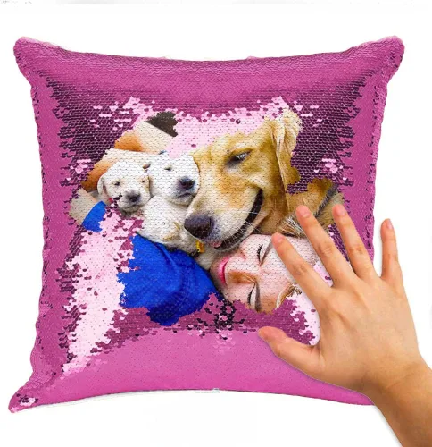 Vista 8 de Almohadas de lentejuelas personalizadas, fundas de cojín decorativas, regalos con fotos personalizadas para mamá, mejor amiga, familia, cualquier