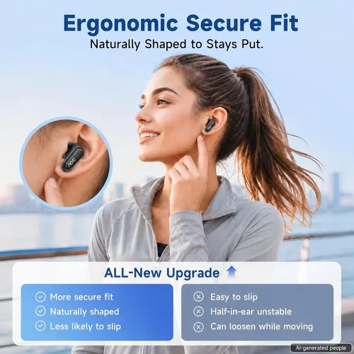 Vista 14 de AOC Auriculares inalámbricos con cancelación de ruido, 39dB ANC, 45H