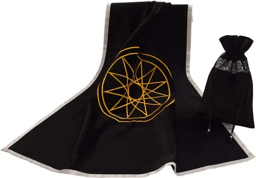 Vista 31 de BLESSUME Wicca - Mantel de tarot con bolsa de tarot, cuadrado, terciopelo de adivinación, color negro, 24.4 x 24.4 pulgadas