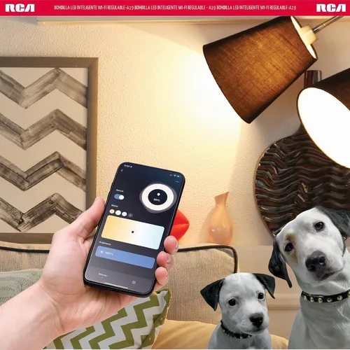 Vista 3 de Bombilla LED inteligente WiFi, A19, blanco suave, regulable, 60 W, E26, Alexa y Google