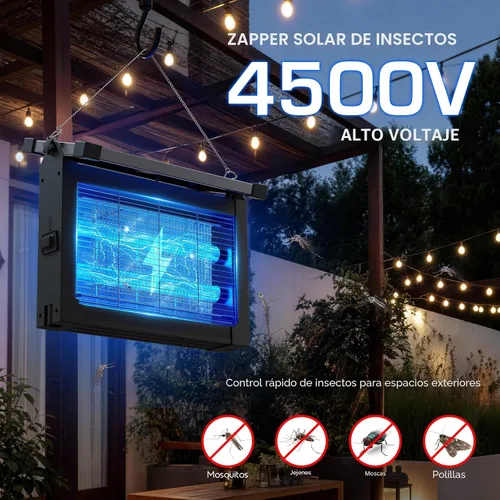 Vista 3 de Solar Bug Zapper Outdoor with Projector Lights, 4500V Mosquito Zapper