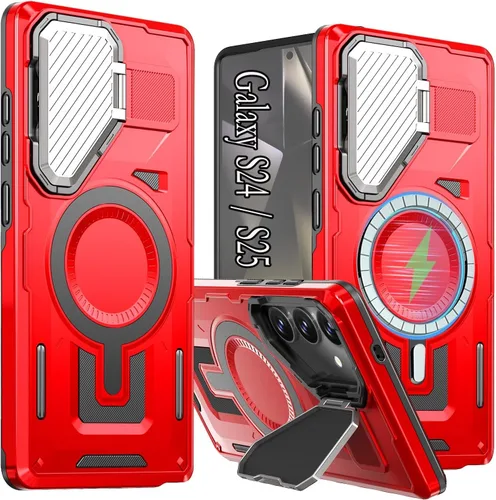 Vista 21 de para Galaxy S24 Plus Funda Magnética, Funda Resistente y Rugosa con Protección contra Caídas [Compatible con Carga Inalámbrica Rápida] Funda