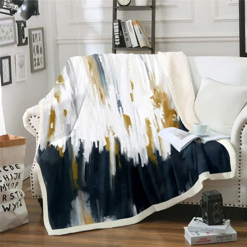 Vista 27 de Erosebridal Manta de sherpa moderna para niños y adolescentes, color naranja, verde azulado, negro, manta para silla, manta de forro polar con rayas