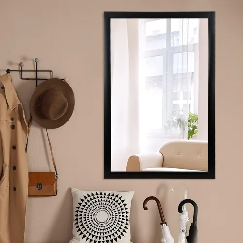 Vista 6 de ZenStyle Espejo de baño con marco de metal negro, espejo rectangular de 24 x 36 pulgadas con esquina de pico para entrada, sala de estar, baño