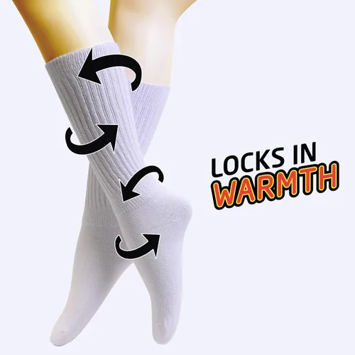Vista 5 de HOT FEET Calcetines holgados para niñas, paquete de 6 calcetines altos apilados, calcetines largos de mezcla de algodón cálido para niños