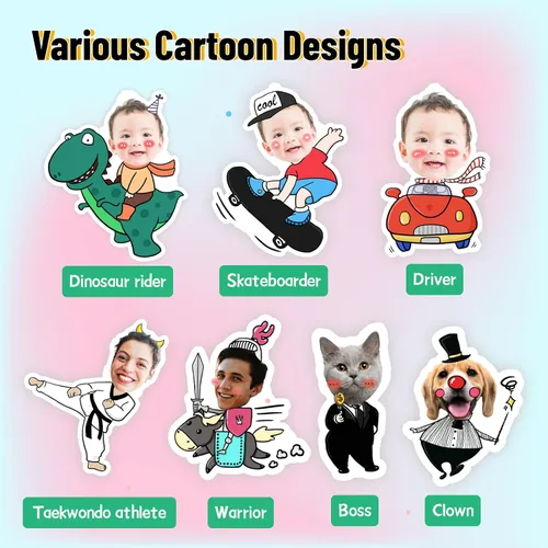 Vista 3 de FIMILOVE Ambientador de Aire Personalizado para Coche con Cara y Cuerpo de Dibujos Animados, Regalo Personalizado para el Día de San Valentín