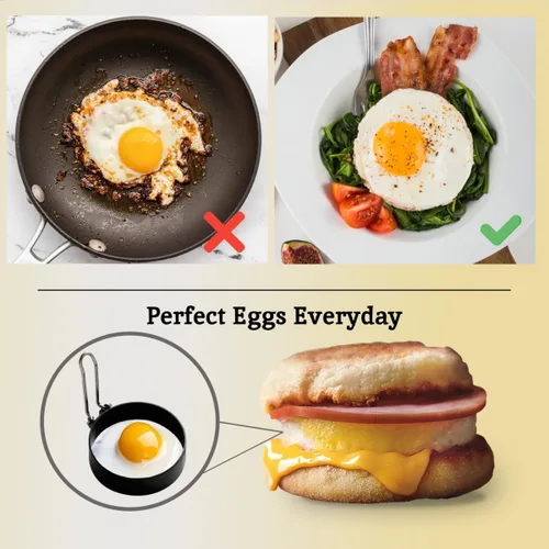 Vista 5 de Premier Housewares - Juego de 2 anillos antiadherentes para huevos, redondos, color negro