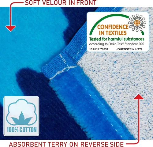 Vista 3 de Softerry Tie Dye Beach Towel 30 x 60 inches 100% Cotton Velour One Side Printed (Blue Tie Dye, 30" x 60") (Pack of 2)