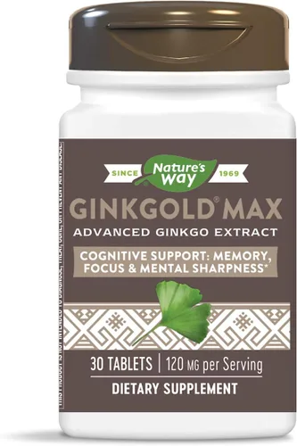 Vista 8 de Nature's Way Ginkgold Max Advanced Ginkgo Extracto para agudeza mental, 1 x diario de 120 mg, 60