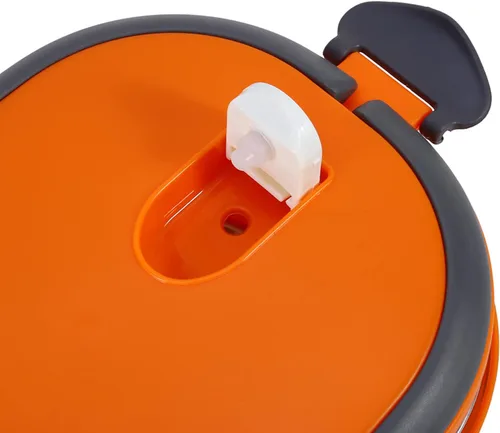 Vista 4 de ZJchao Fiambrera térmica para alimentos calientes, de acero inoxidable, portátil, calentador de alimentos naranja (una sola capa)