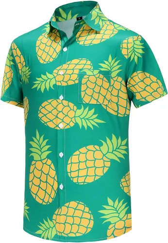 Vista 83 de KYKU - Camisa hawaiana funky para hombre, ropa tropical para vacaciones en Palm Beach