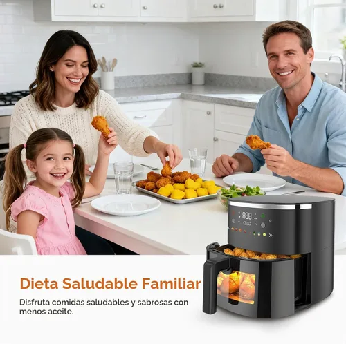 Vista 5 de Freidora de aire digital con ventana, 6 cuartos de galón, 1550W, 8 presets, temporizador y control de temperatura